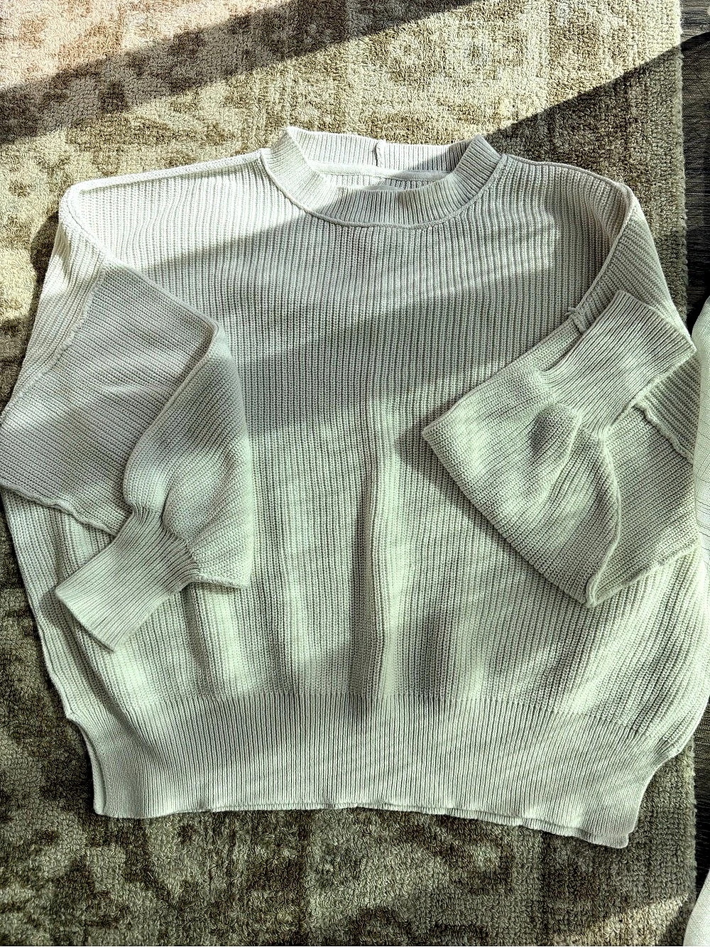Aerie Ribbed Crew Neck Sweater in White Like New